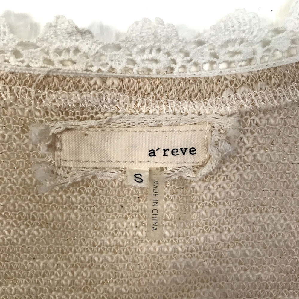 ModCloth A'Reve Lace Knit Cardigan Oatmeal Small - Picture 3 of 5